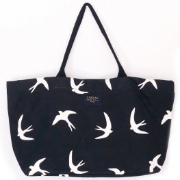 Wings Black Canvas Large Tote Bag Wings Black Canvas Large Tote Bag