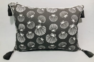 Shell Grey White Tassel Cushion Cover 40x55cm Shell Grey White Tassel Cushion Cover 40x55cm