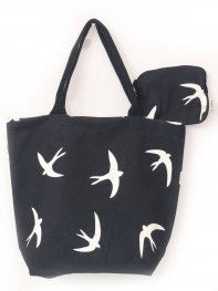 Wings Black Canvas Tote Bag with Purse Wings Black Canvas Tote Bag with Purse