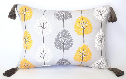 Tree Print Grey Tassel Cushion Cover 40x55cm Tree Print Grey Tassel Cushion Cover 40x55cm