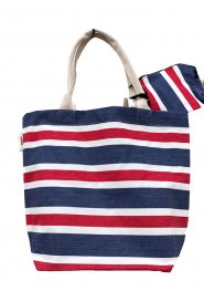 Jedo Red White Blue Canvas Tote Bag with Purse Jedo Red White Blue Canvas Tote Bag with Purse